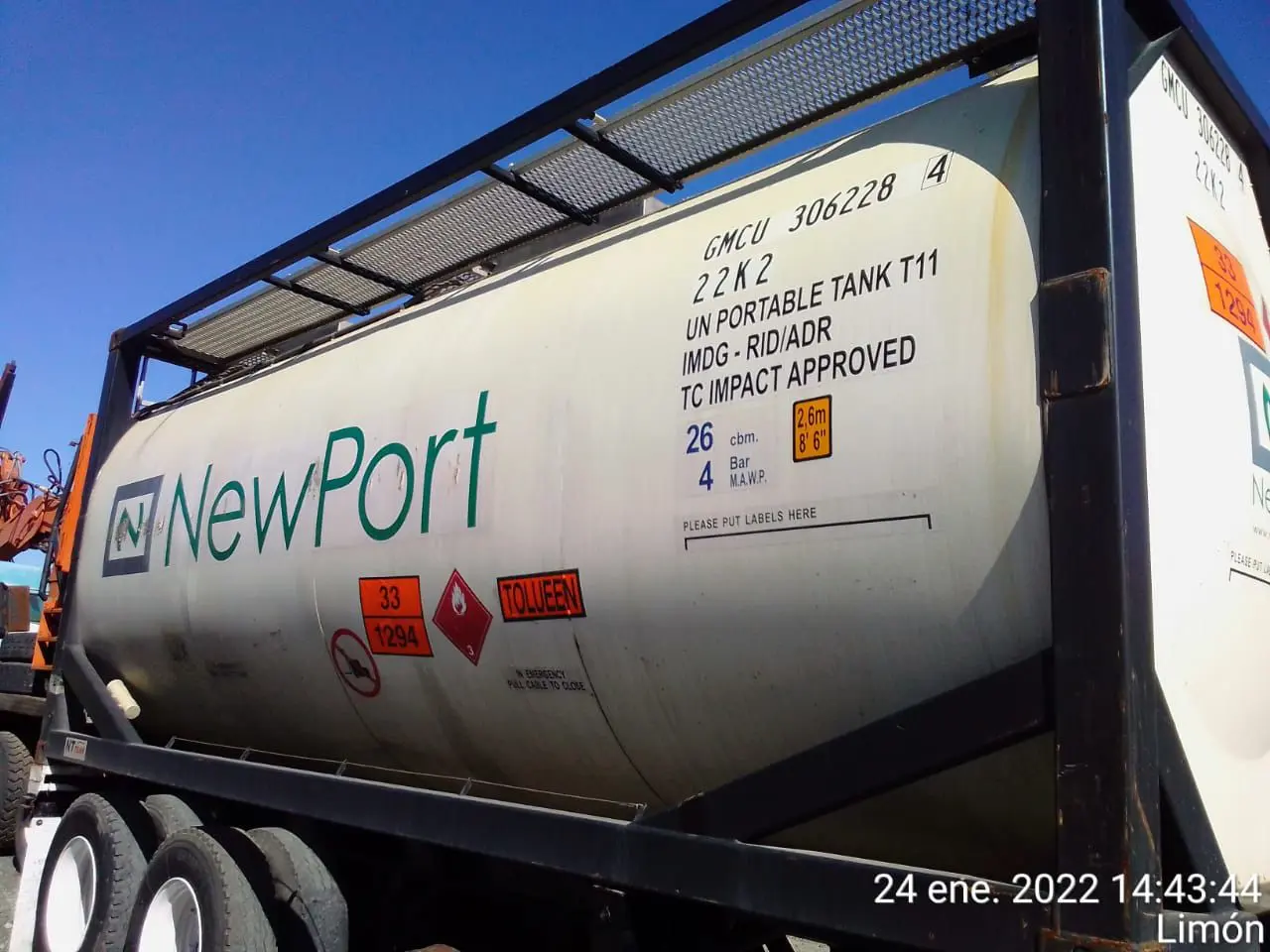 Newport Tank ISO tank operations Limón Costa Rica